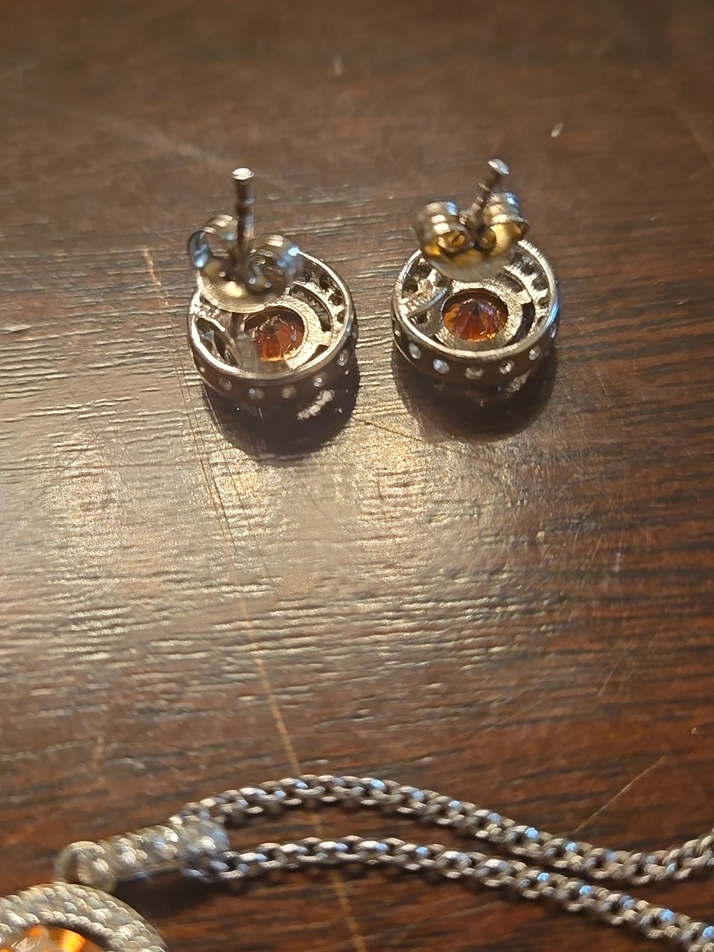 Sterling Silver And Topaz Elegant Necklace And Earrings Jewelry Set - Picture 7 of 12